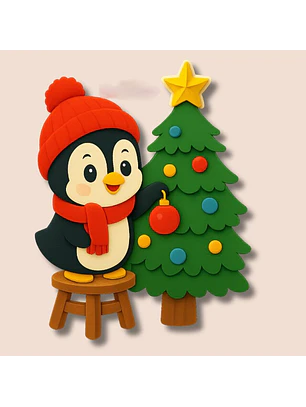 Arquivo Topo de Bolo Pinguim Natalino Em Camadas