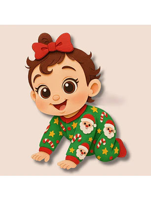 Arquivo Natal Topo de Bolo Bebê com Pijama Natalino (Em camadas)