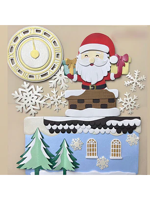 Arquivo Natal Topo de Bolo Papai Noel na Chaminé (Em Camadas)