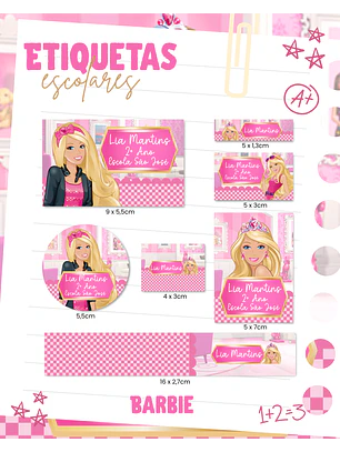Arquivo Etiqueta Escolar - Barbie