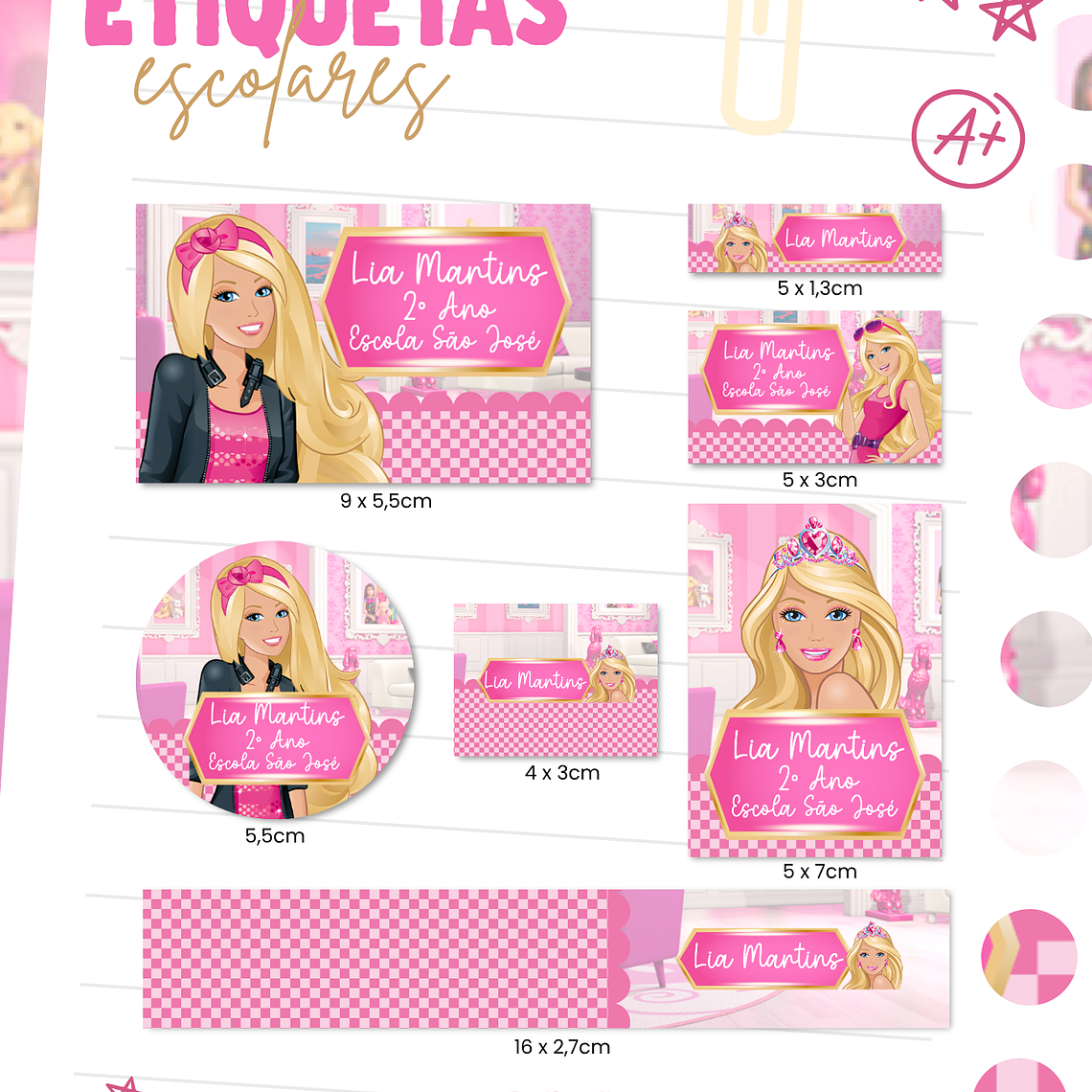 Arquivo Etiqueta Escolar - Barbie 1