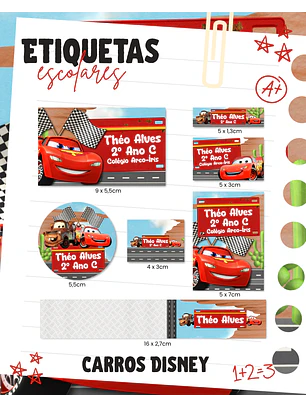 Arquivo Etiqueta Escolar - Carros