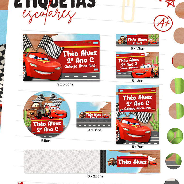 Arquivo Etiqueta Escolar - Carros 1