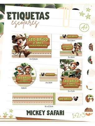 Arquivo Etiqueta Escolar - Mickey Safari