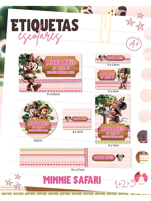 Arquivo Etiqueta Escolar - Minnie Safari