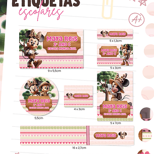 Arquivo Etiqueta Escolar - Minnie Safari