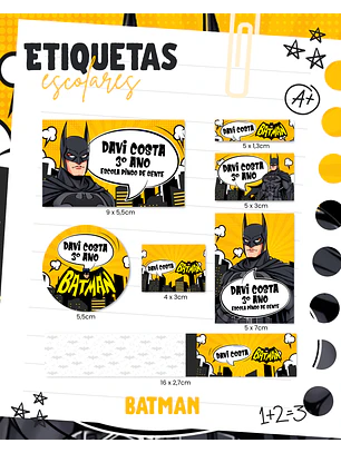 Arquivo Etiqueta Escolar - Batman