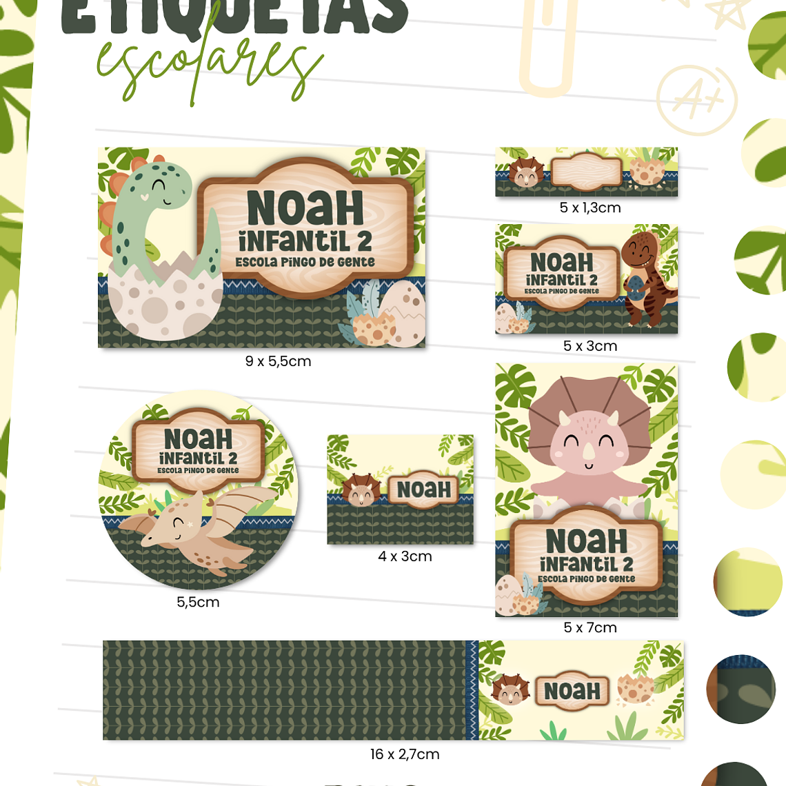 Arquivo Etiqueta Escolar - Dino 1