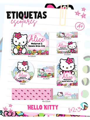 Arquivo Etiqueta Escolar - Hello Kitty 