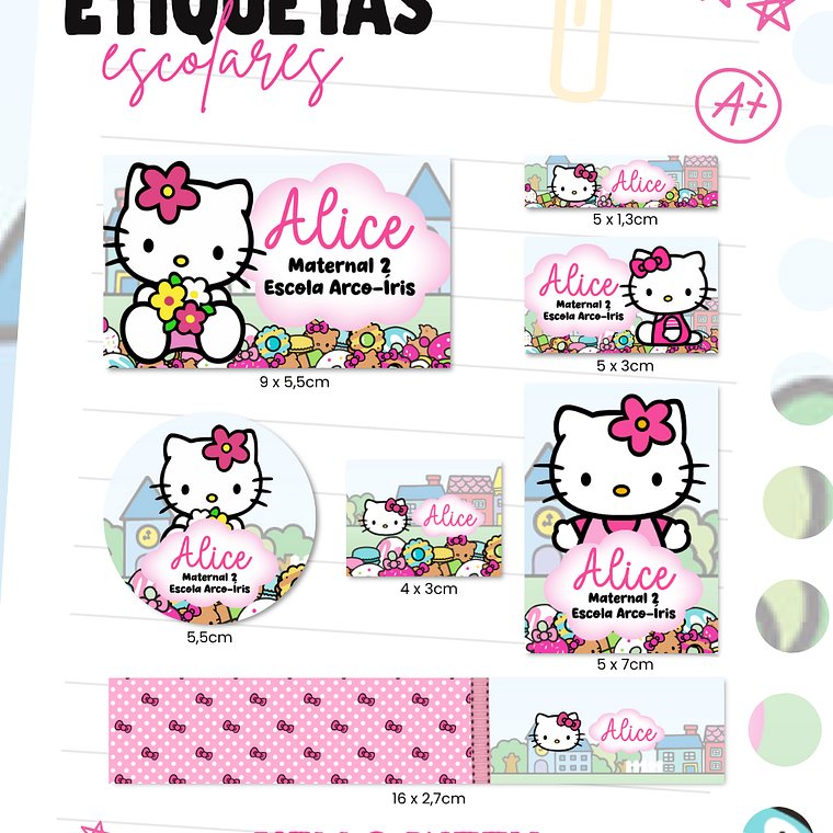 Arquivo Etiqueta Escolar - Hello Kitty  1