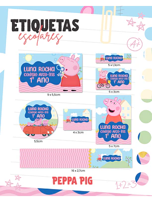 Arquivo Etiqueta Escolar - Peppa Pig