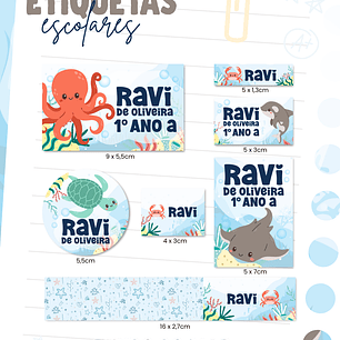 Arquivo Etiqueta Escolar - Fundo do Mar 