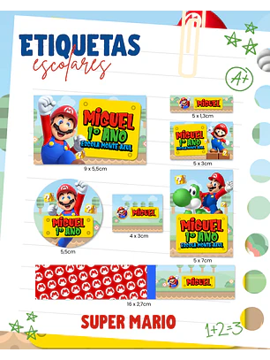 Arquivo Etiqueta Escolar - Super Mario