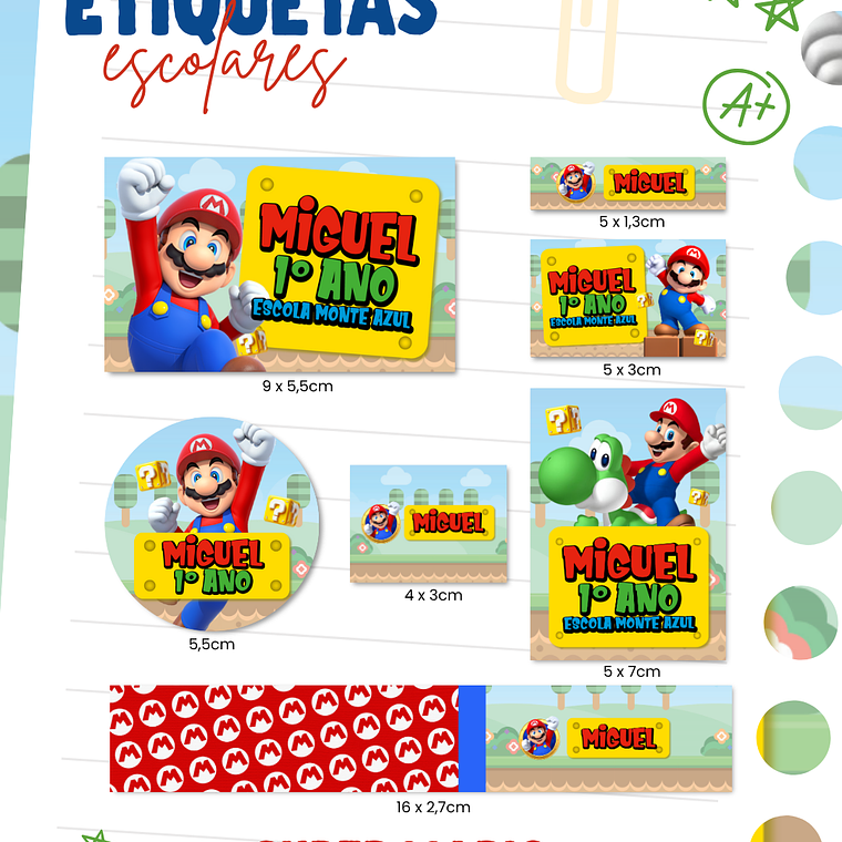 Arquivo Etiqueta Escolar - Super Mario 1