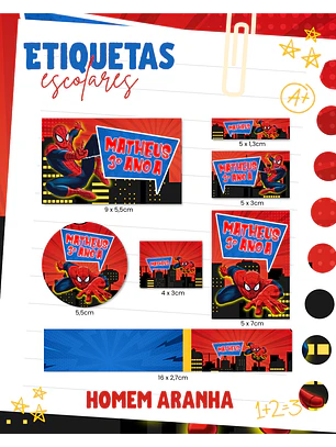 Arquivo Etiqueta Escolar - Homem Aranha