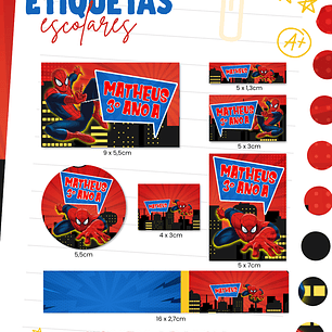 Arquivo Etiqueta Escolar - Homem Aranha