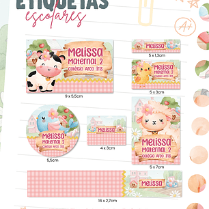 Arquivo Etiqueta Escolar - Fazendinha Rosa