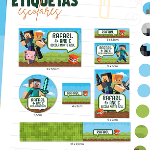 Arquivo Etiqueta Escolar - Minecraft