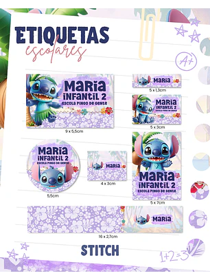 Arquivo Etiqueta Escolar - Stitch