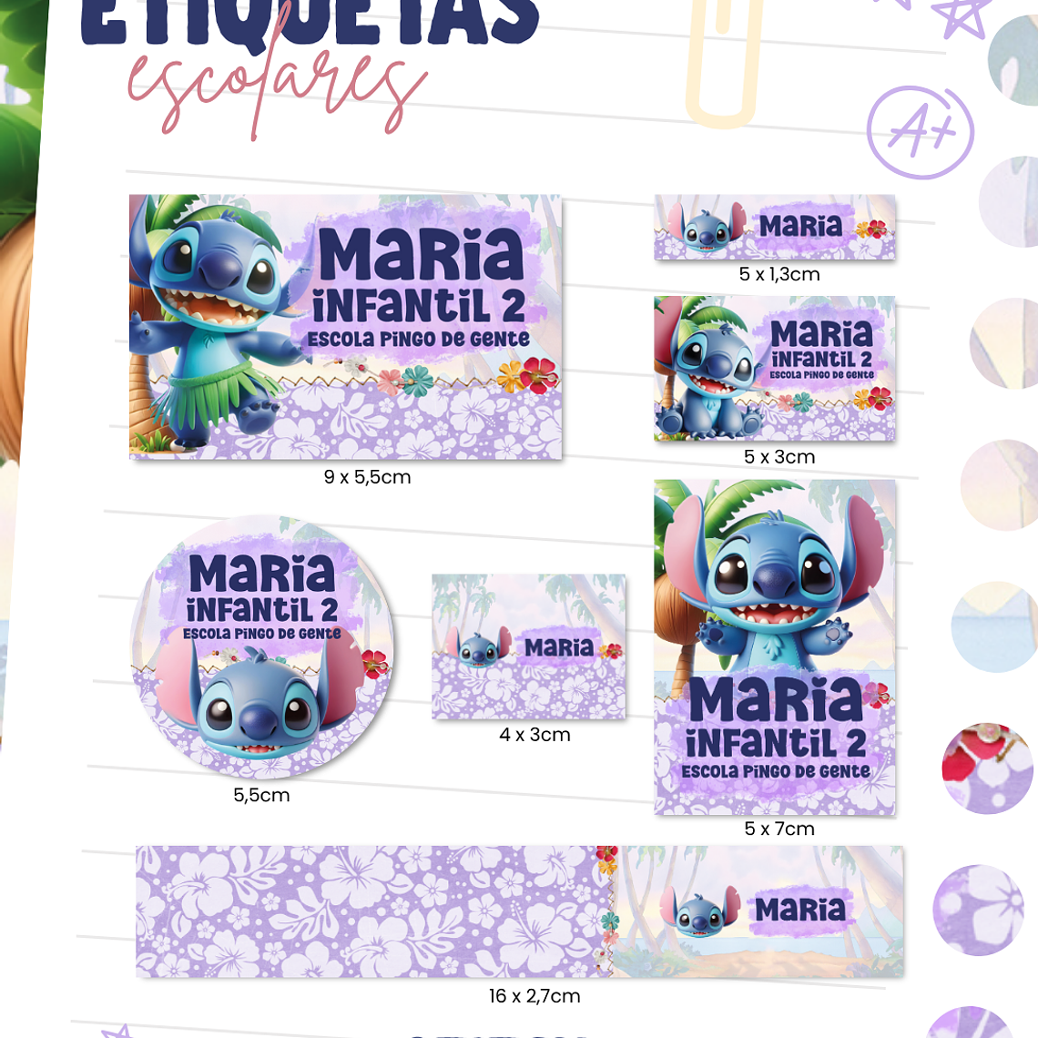 Arquivo Etiqueta Escolar - Stitch 1