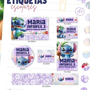 Arquivo Etiqueta Escolar - Stitch