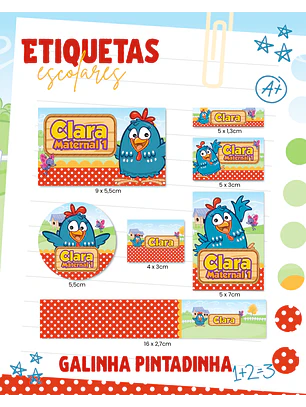 Arquivo Etiqueta Escolar - Galinha Pintadinha