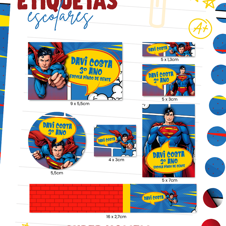 Arquivo Etiqueta Escolar - Super Homem 1