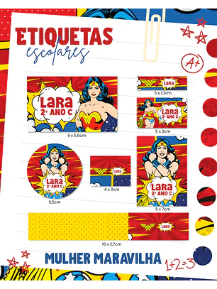 Arquivo Etiqueta Escolar - Mulher Maravilha