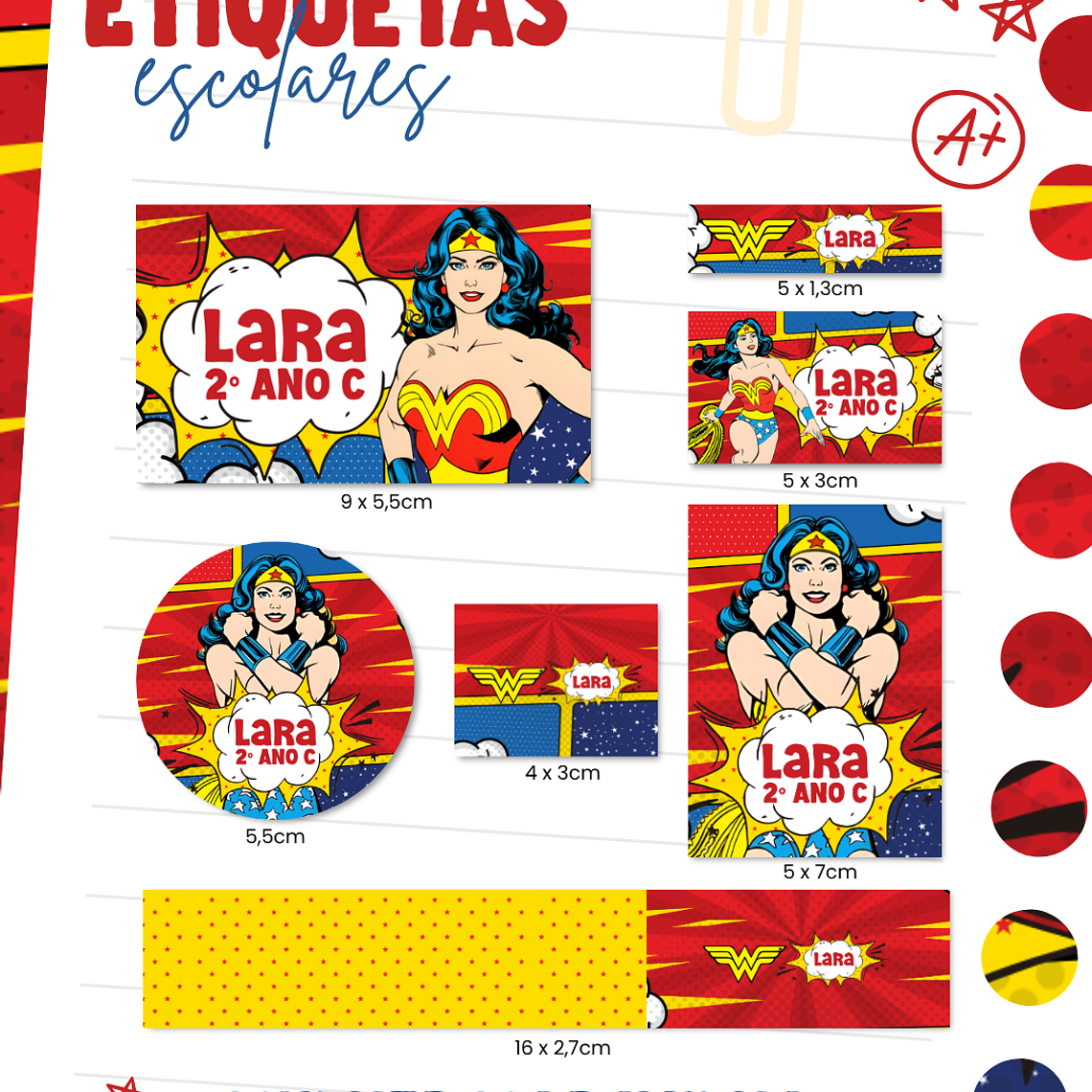 Arquivo Etiqueta Escolar - Mulher Maravilha 1