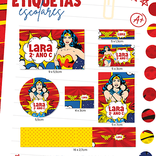 Arquivo Etiqueta Escolar - Mulher Maravilha