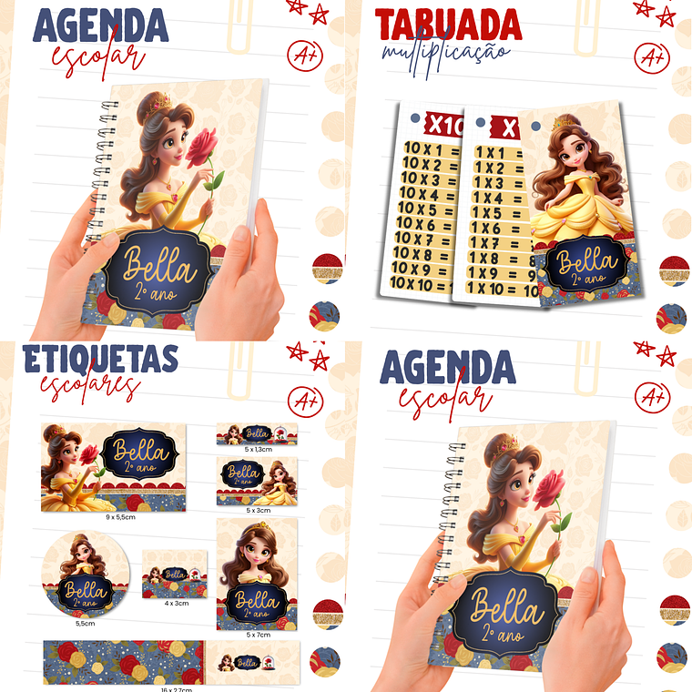 Arquivo Combo Etiqueta Escolar - Bela 1