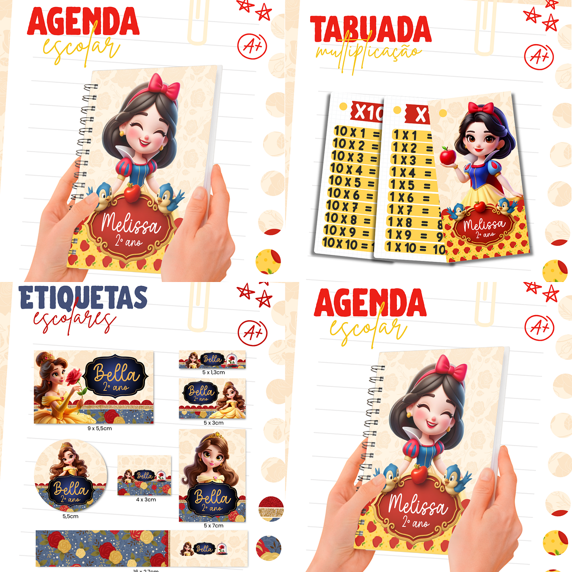 Arquivo Combo Etiqueta Escolar - Branca de Neve 1