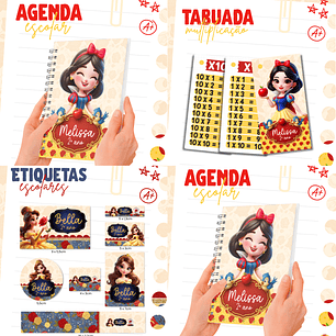 Arquivo Combo Etiqueta Escolar - Branca de Neve