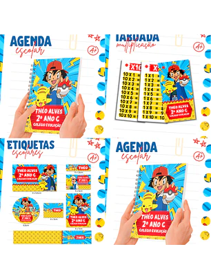 Arquivo Combo Etiqueta Escolar - Pokemon
