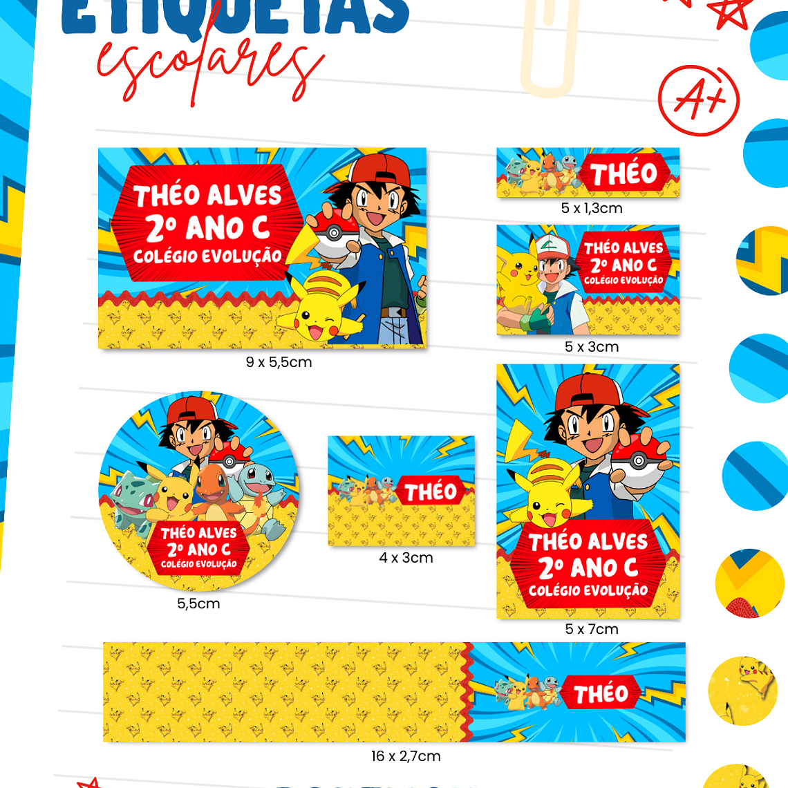 Arquivo Combo Etiqueta Escolar - Pokemon 4