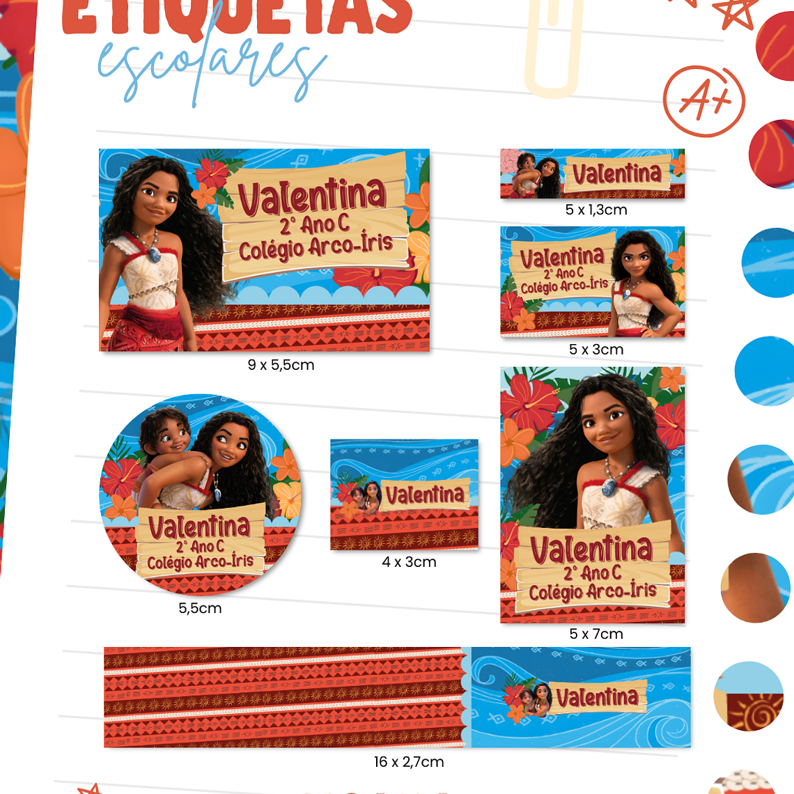 Arquivo Combo Etiqueta Escolar - Moana 3