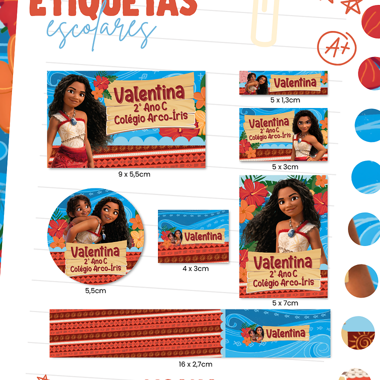 Arquivo Combo Etiqueta Escolar - Moana 3