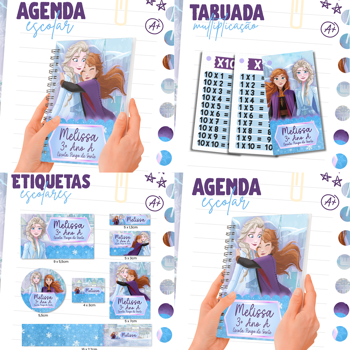 Arquivo Combo Etiqueta Escolar - Frozen 1