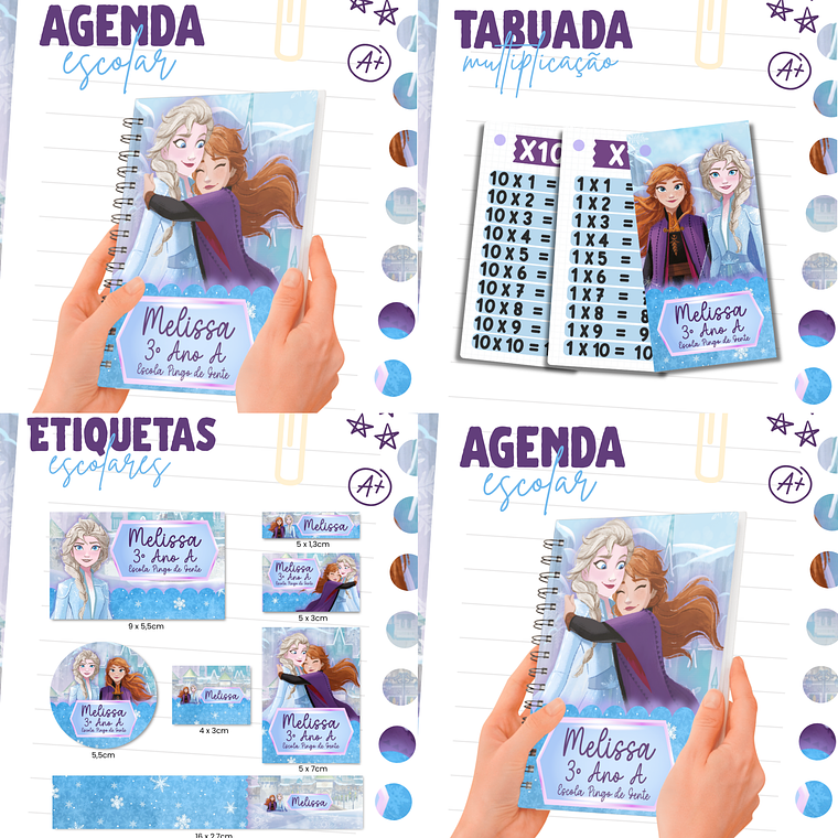 Arquivo Combo Etiqueta Escolar - Frozen 1