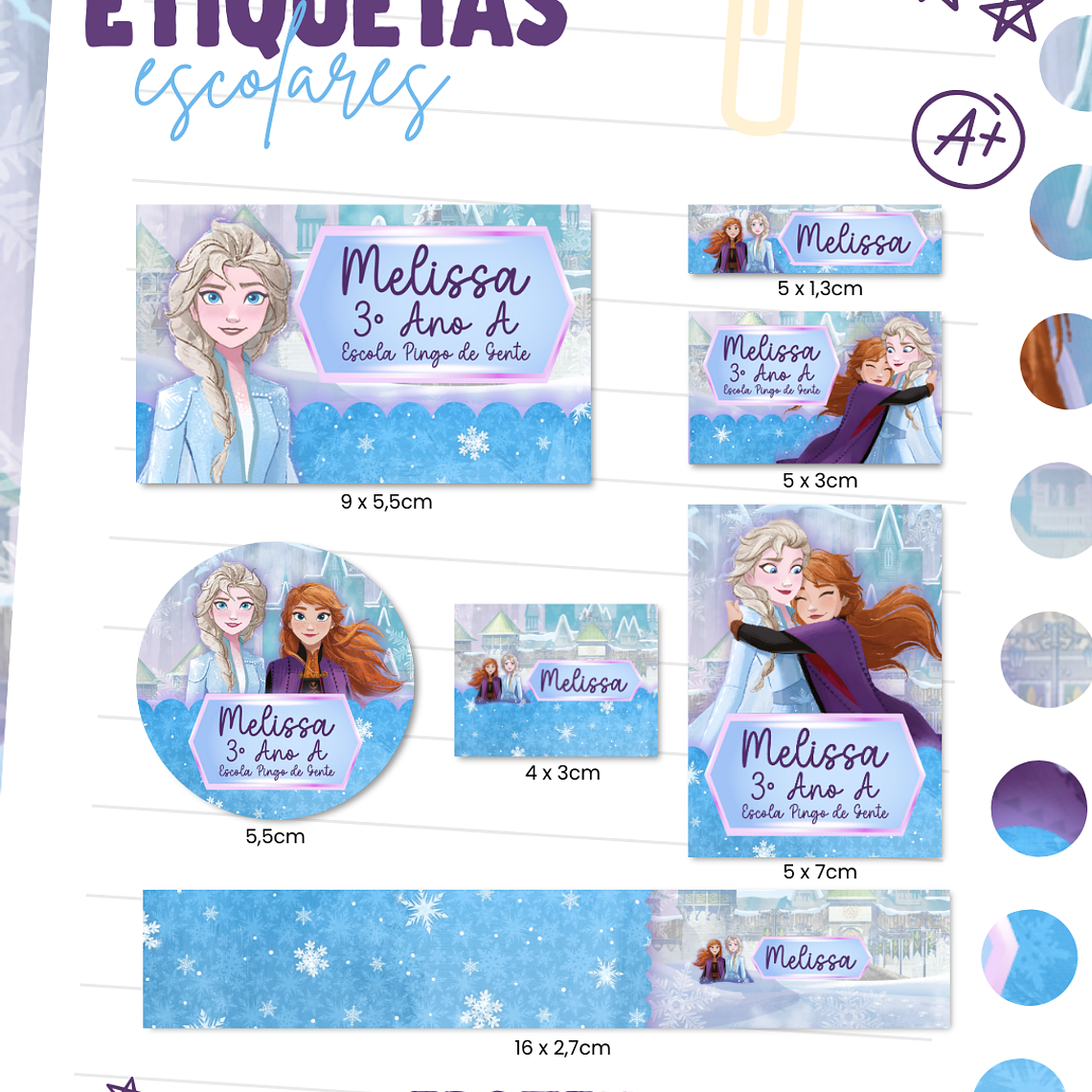 Arquivo Combo Etiqueta Escolar - Frozen 2