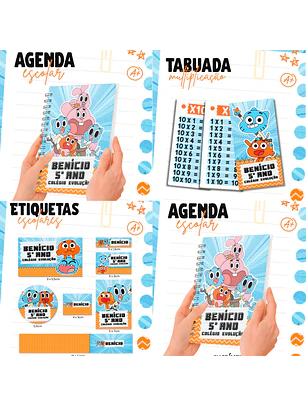 Arquivo Combo Etiqueta Escolar - Gumball