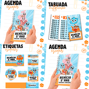 Arquivo Combo Etiqueta Escolar - Gumball