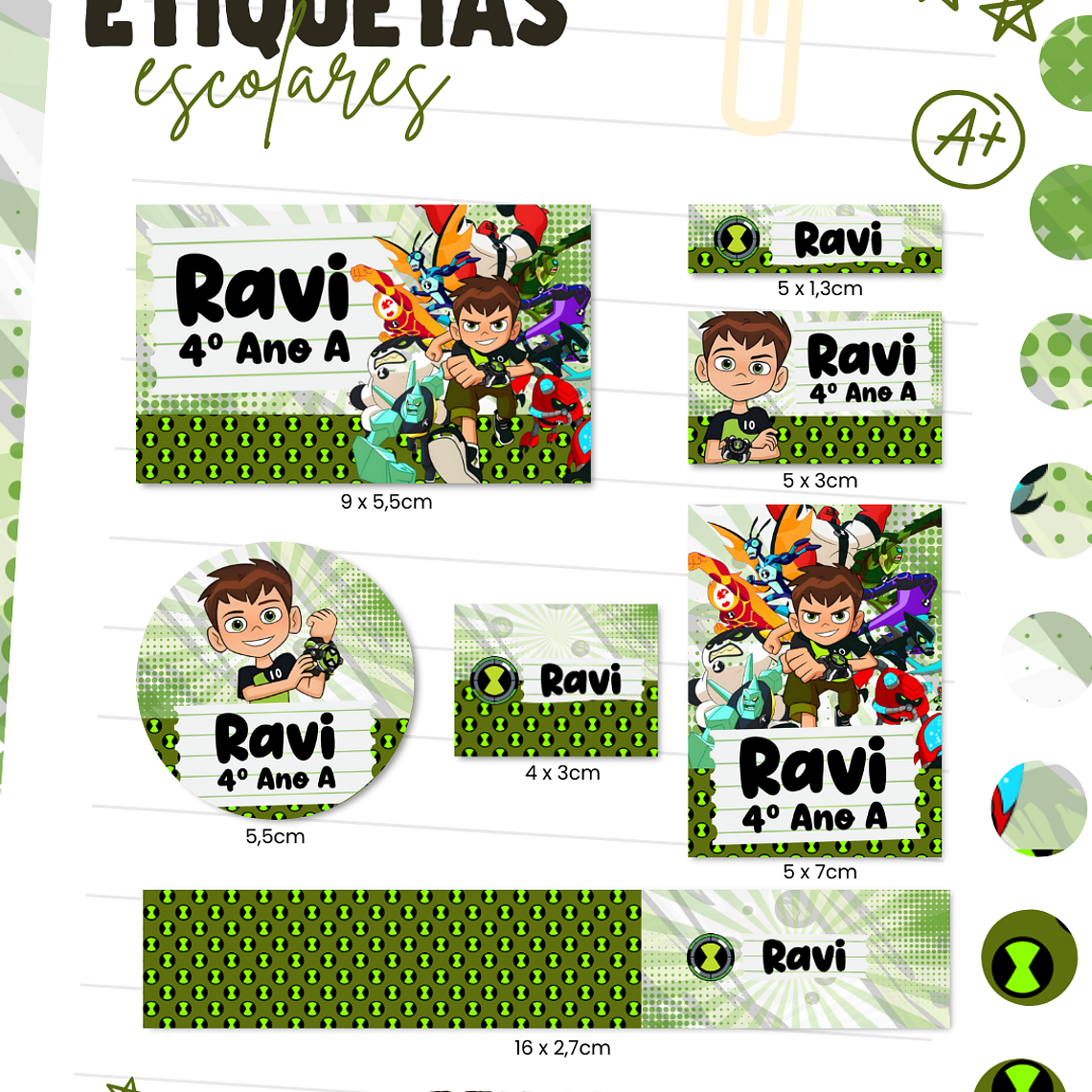 Arquivo Combo Etiqueta Escolar - Ben 10 3