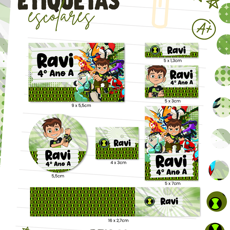 Arquivo Combo Etiqueta Escolar - Ben 10 3