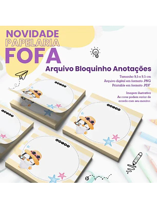 Arquivo Bloquinho Pinguin Bloquinhos 9,5x9,5