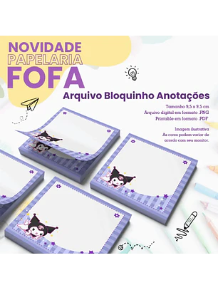 Arquivo Bloquinho Kuromi Bloquinhos 9,5x9,5