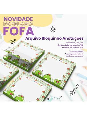 Arquivo Bloquinho Sapinhos Bloquinhos 9,5x9,5