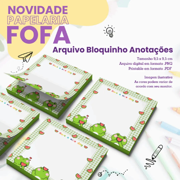 Arquivo Bloquinho Sapinhos Bloquinhos 9,5x9,5 1