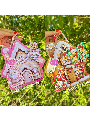 Arquivo 2 Sacolinhas Gingerbread - Rosa e Natalina
