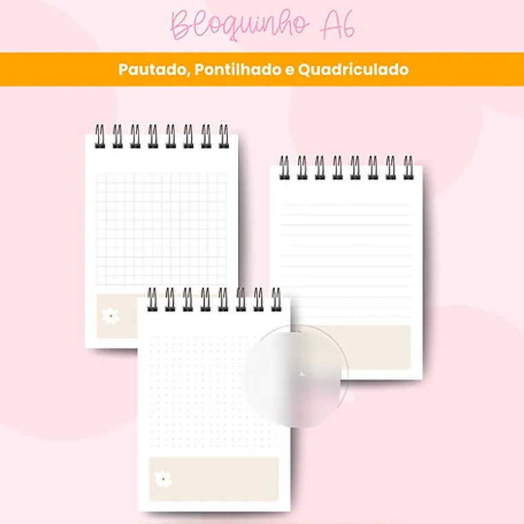 Arquivo Bloquinho A6 - Pautado - Pontilhado - Quadriculado 3